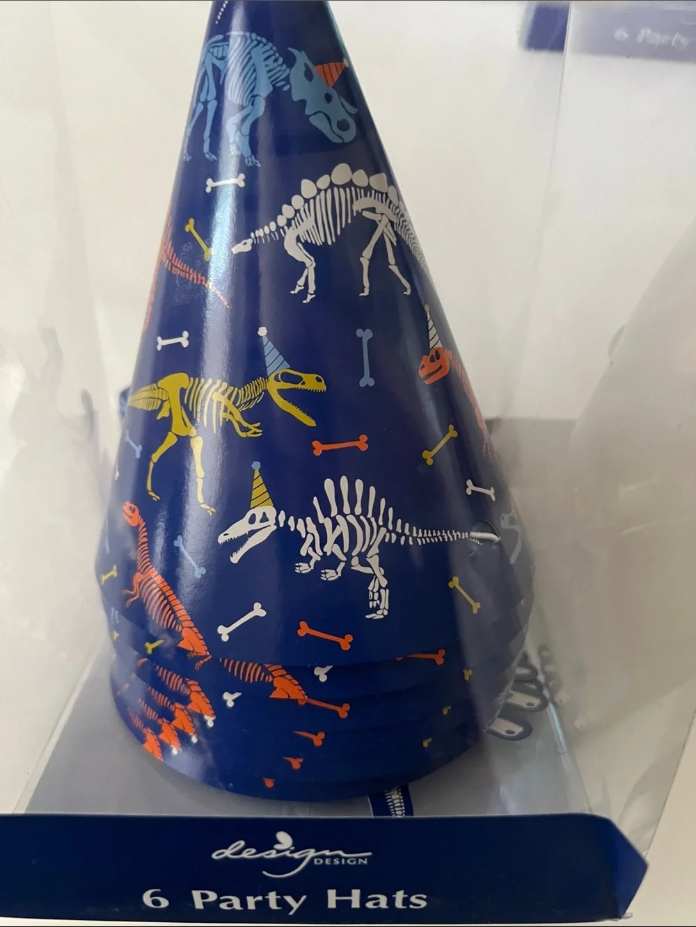 Blue Patterned Party Hats - Pack of 6